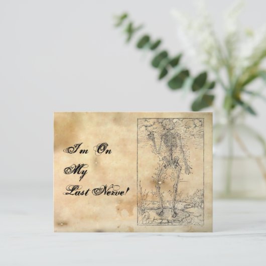 Letztes Nerv - Halloween Skelett Postkarte (Stehend Vorderseite)