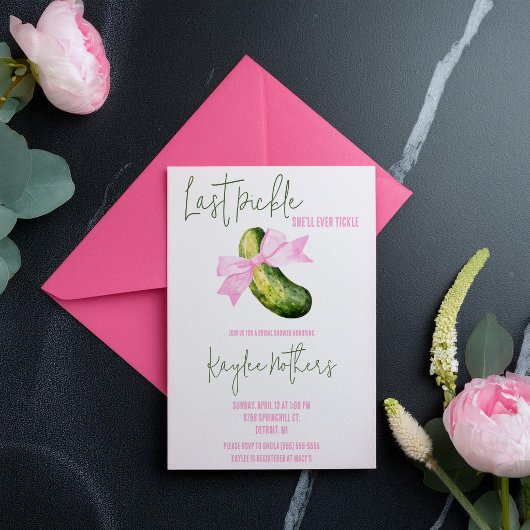 Letztes Pickle Sie wird immer kitzeln Brautparty Einladung