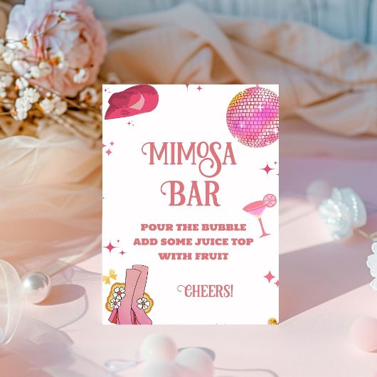 Letztes Rodeo Bachelorette Mimosa Bar Table Sign Sockelschild