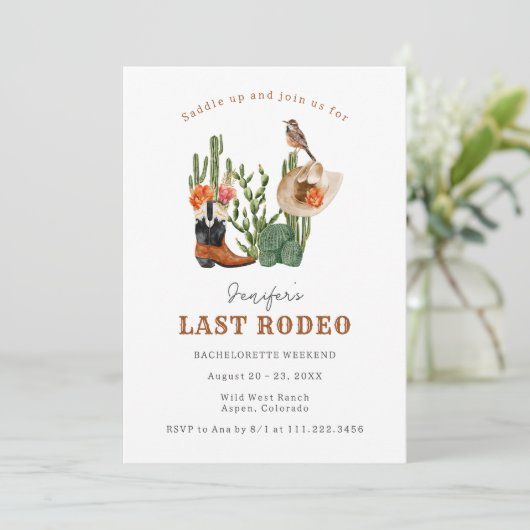 Letztes Rodeo Bachelorette Wochenende Einladung (Stehend Vorderseite)