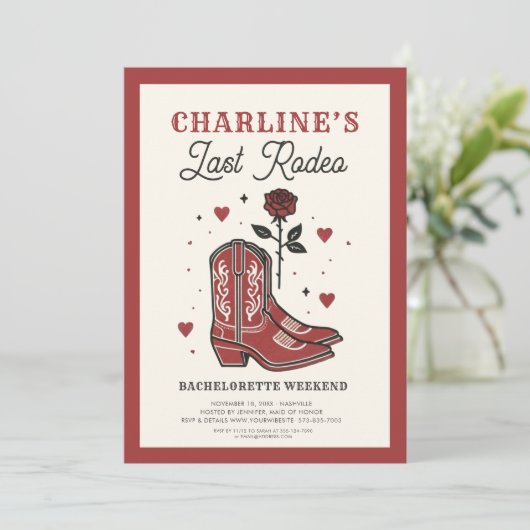 Letztes Rodeo Bachelorette Wochenende Einladung (Stehend Vorderseite)