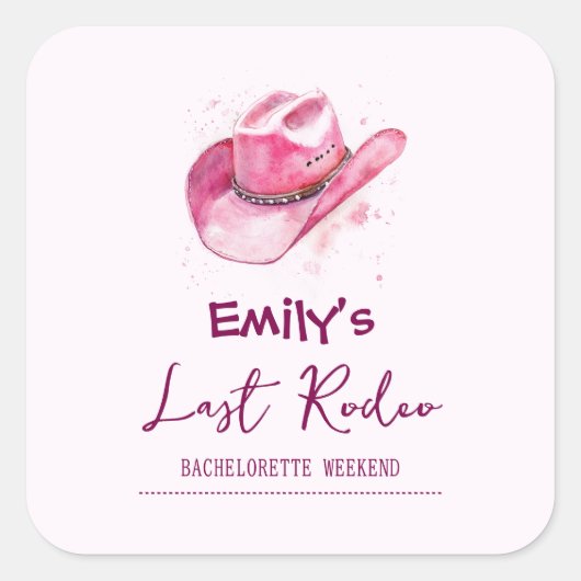 Letztes Rodeo Bachelorette Wochenende | Rosa Aufkl Quadratischer Aufkleber (Vorderseite)