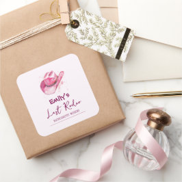 Letztes Rodeo Bachelorette Wochenende | Rosa Aufkl Quadratischer Aufkleber