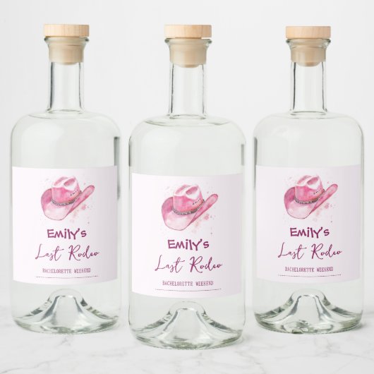 Letztes Rodeo Bachelorette Wochenende Rosa Liquor Alkoholflaschenetikett (Flaschen)