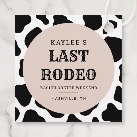 Letztes Rodeo Cowgirl Bachelorette Weekend Party Geschenkanhänger (Rückseite)