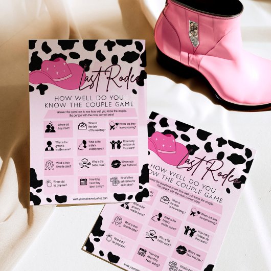 Letztes Rodeo Cowgirl Brautparty Bachelorette Game Einladung