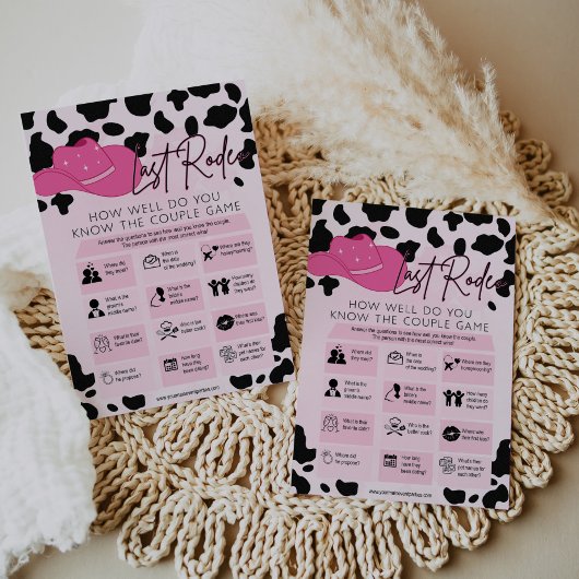 Letztes Rodeo Cowgirl Brautparty Bachelorette Game Einladung