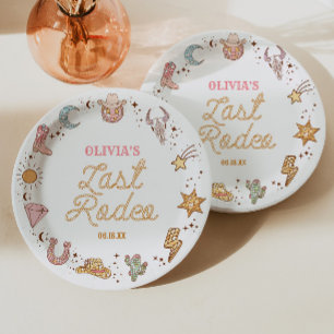 Letztes Rodeo Disco Cowgirl Junggesellinnenabschie Pappteller