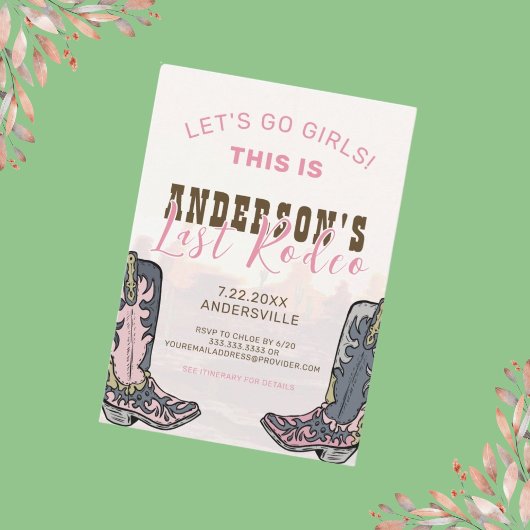 Letztes Rodeo Nashville Bachelorette Weekend Party Einladung