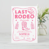 Letztes Rodeo Pink Bachelorette Wochenende Party Einladung (Stehend Vorderseite)