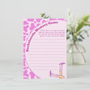 Letztes Rodeo Pink Cowgirl Bachelorette Memory Gam Begleitkarte