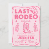 Letztes Rodeo Pink Cowgirl Bachelorette Wochenende Einladung (Vorderseite)