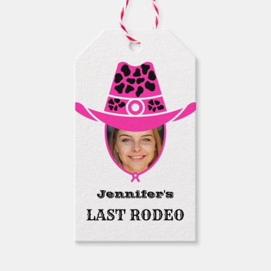 Letztes Rodeo Pink Cowgirl Custom Foto Geschenkanhänger (Vorderseite)