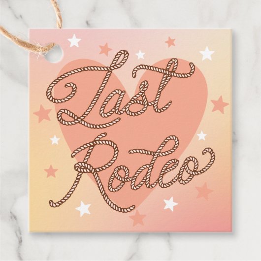 Letztes Rodeo Retro Western Sweet Heart Brautparty Geschenkanhänger (Vorderseite)