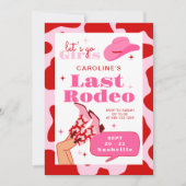 Letztes Rodeo Rot & Rosa Cowgirl Bachelorette Woch Einladung (Vorderseite)