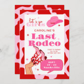 Letztes Rodeo Rot & Rosa Cowgirl Bachelorette Woch Einladung (Vorne/Hinten)