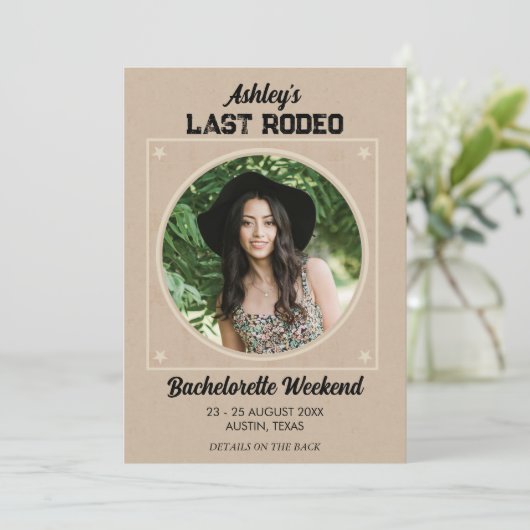 Letztes Rodeo Texas Bachelorette Zielwoche Einladung (Stehend Vorderseite)