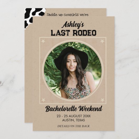 Letztes Rodeo Texas Bachelorette Zielwoche Einladung (Vorne/Hinten)