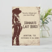 Letztes Rodeo Western Bachelorette Wochenende Einladung (Stehend Vorderseite)
