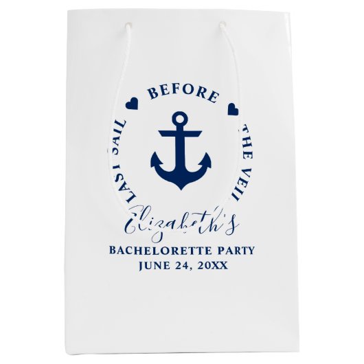 Letztes Segel vor dem Schleier Bachelorette Gefall Mittlere Geschenktüte (Vorderseite)