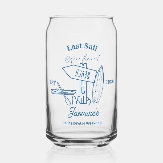 Letztes Segel vor dem Schleier Bachelorette Wochen Dosenglas (Vorderseite)