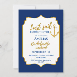 Letztes Segel vor dem Schleier Bachelorette Wochen Einladung