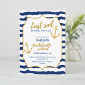Letztes Segel vor dem Schleier Bride Weekend Einladung (Stehend Vorderseite)