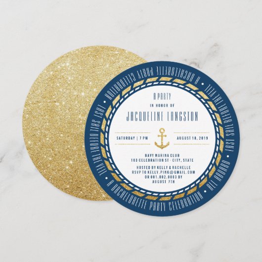 Letztes Segel vor dem Schleier Chic Junggeselinnen Einladung (Vorne/Hinten)