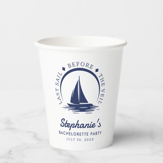 Letztes Segel vor dem Schleier-Junggeselinnen-Absc Pappbecher (Vorderseite)