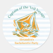 Letztes Segel vor dem Schleier-Junggeselinnen-Absc Runder Aufkleber (Vorderseite)