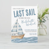 Letztes Segel vor dem Schleier Nautical Bacheloret Einladung (Stehend Vorderseite)