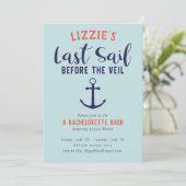 Letztes Segel vor dem Schleier Nautical Bacheloret Einladung (Stehend Vorderseite)