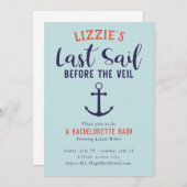 Letztes Segel vor dem Schleier Nautical Bacheloret Einladung (Vorne/Hinten)