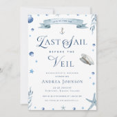 Letztes Segel vor dem Schleier Nautical Bacheloret Einladung (Vorderseite)