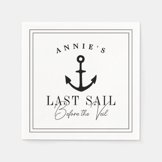 Letztes Segel vor dem Schleier Nautical Bacheloret Serviette (Vorderseite)