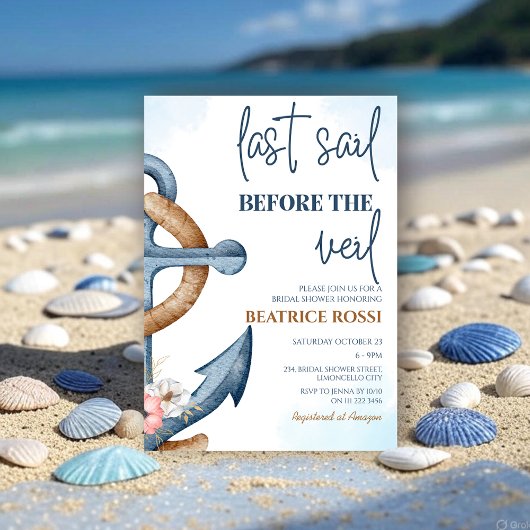 Letztes Segel vor dem Schleier nautischen Brautpar Einladung