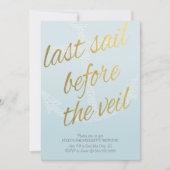 Letztes Segel vor dem Veil Bachelorette in Sky Blu Einladung (Vorderseite)