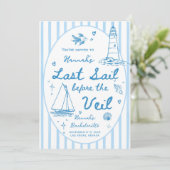 Letztes Segel vor dem Veil Bachelorette Strecke Einladung (Stehend Vorderseite)