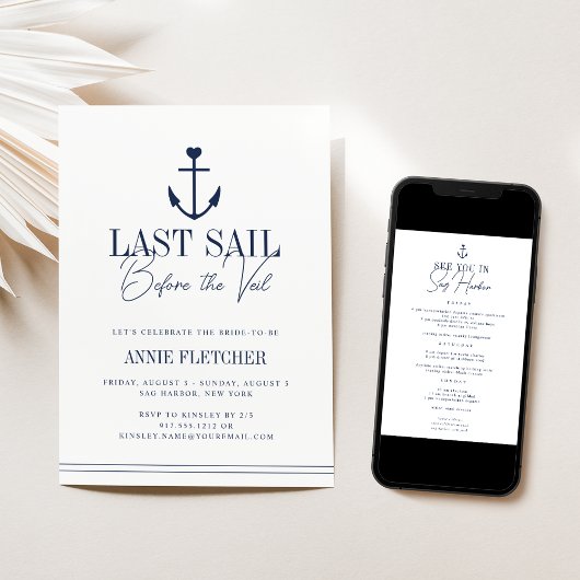 Letztes Segel vor dem Veil Bachelorette Tour & Einladung