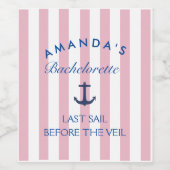 Letztes Segel vor dem Veil Bachelorette Weinkeller Weinetikett (Einzelnes Label)