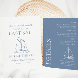 Letztes Segel vor dem Veil Bachelorette Wochenende Einladung