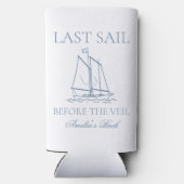 Letztes Segel vor dem Veil Bachelorette Wochenende Selters Dosenkühler (Rückseite)