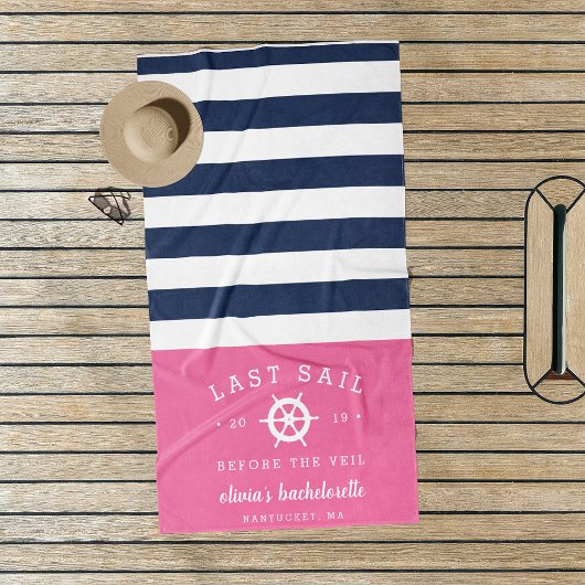 Letztes Segel vor dem Veil Bachelorette Wochenende Strandtuch