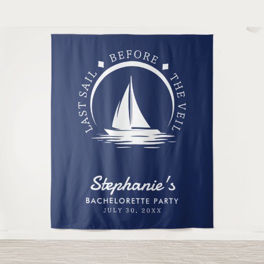 Letztes Segel vor dem Veil Blue Junggeselinnen-Abs Wandteppich (Vorderseite)