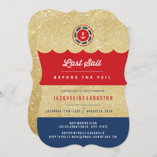 Letztes Segel vor dem Veil Glam Junggeselinnen-Abs Einladung