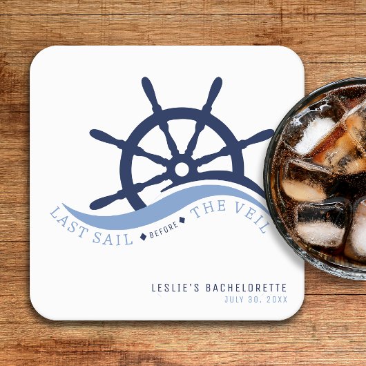 Letztes Segel vor dem Veil Helm Junggeselinnen-Abs Rechteckiger Pappuntersetzer