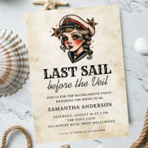 Letztes Segel vor dem Veil Retro-Junggeselinnen-Ab