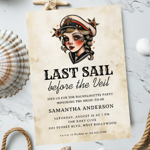 Letztes Segel vor dem Veil Retro-Junggeselinnen-Ab Einladung