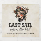 Letztes Segel vor dem Veil Retro-Junggeselinnen-Ab Schaumweinetikett (Einzelnes Label)
