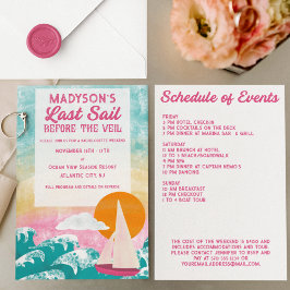 Letztes Segel vor dem Veil Sailboat Bachelorette Einladung